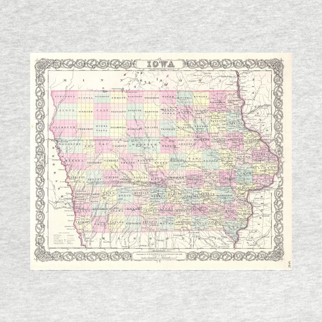 Vintage Map of Iowa (1855) by Bravuramedia